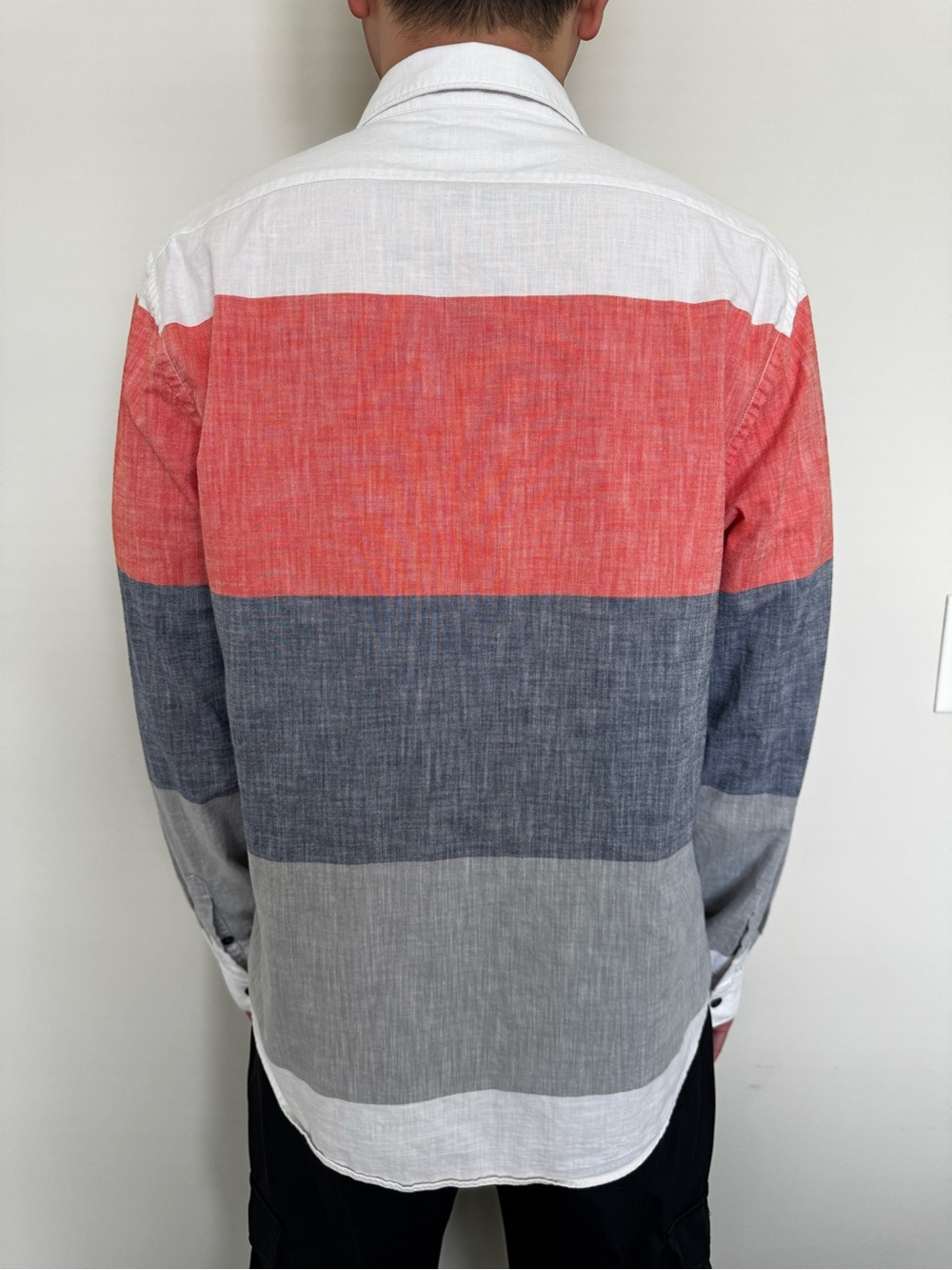 Express Men's Colorblock Button-Down Shirt in Red, Blue & Gray